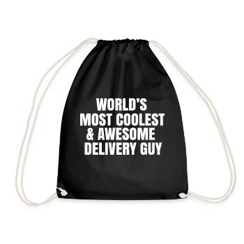 World's most coolest and awesome delivery guy - Drawstring Bag - black - Front