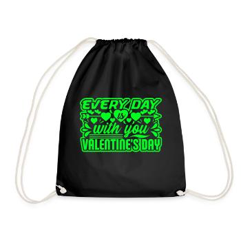 Love me Valentine Happy Valentines Valentines - Drawstring Bag - black - Front