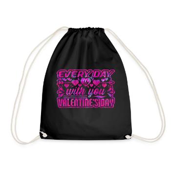 Love me Valentine Happy Valentines Valentines - Drawstring Bag - black - Front