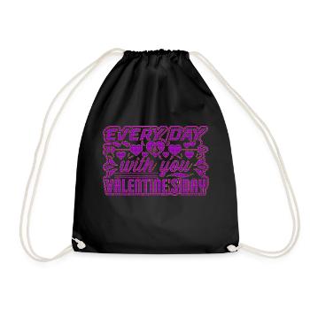 Love me Valentine Happy Valentines Valentines - Drawstring Bag - black - Front