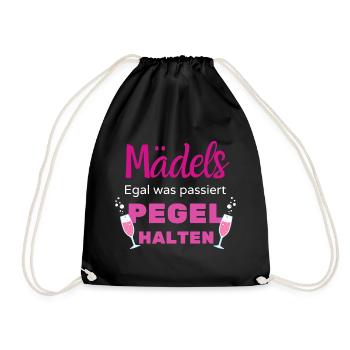 Mädelsabend Party: Egal was passiert, Pegel halten - Turnbeutel - Schwarz - Vorne