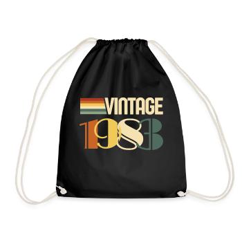 Vintage 1983 - 1983 Anniversary Gift - Drawstring Bag - black - Front