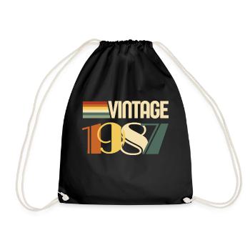 Jahrgang 1987 - 1987 Jubiläumsgeschenk - Turnbeutel - Schwarz - Vorne