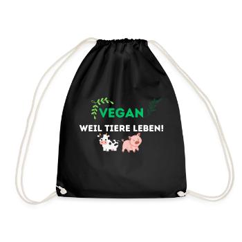 VEGAN WEIL TIERE LEBEN! - Turnbeutel - Schwarz - Vorne