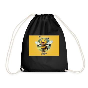 Pun ambiguous expression – HapBee (Happy Bee) - Drawstring Bag - black - Front