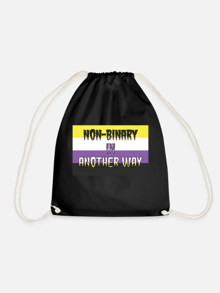 Non-binary in another way - Drawstring Bag - black