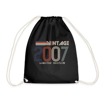 Jahrgang 2007 Jubiläumsgeschenk - Jahrgang 2007 - Turnbeutel - Schwarz - Vorne