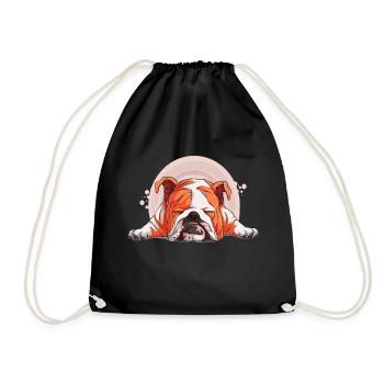 Dog Bulldog Animals Puppy Cute Dog Watercolor Art - Drawstring Bag - black - Front