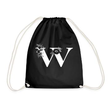 Lettre w floral noir et blanc - Sac de sport léger - noir - Devant
