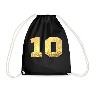 Numéro 10 paillettes doré - 10e anniversaire - Sac de sport léger - noir - Devant