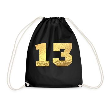 Numéro 13 paillettes doré - 13e anniversaire - Sac de sport léger - noir - Devant