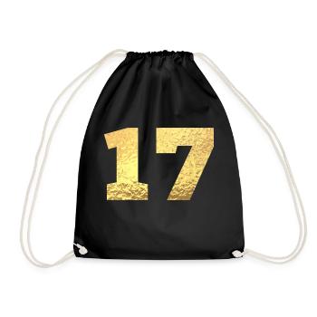 Nummer 17 Gold Glitter - 17. Jahrestag - Turnbeutel - Schwarz - Vorne