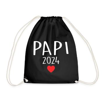 Papa - Werdender Papa 2024 - Turnbeutel - Schwarz - Vorne