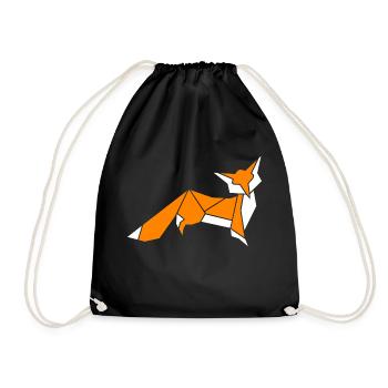 little fox origami - Drawstring Bag - black - Front