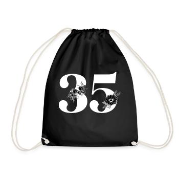 Numéro 35 floral noir - 35e anniversaire floral - Sac de sport léger - noir - Devant