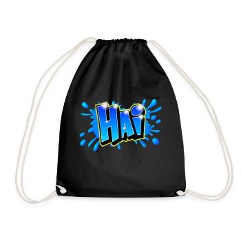 Graffiti-Name "HAI" Druckbar auf jedem Medium! - Turnbeutel - Schwarz - Vorne