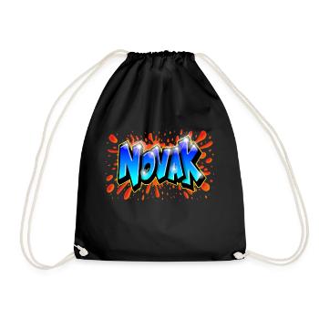 Graffiti NOVAK Splash Rot Kind Geschenk - Turnbeutel - Schwarz - Vorne