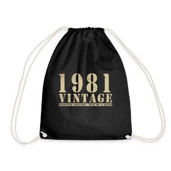 Original 1981 Vintage Vintage Retro Geburtstag - Turnbeutel - Schwarz - Vorne
