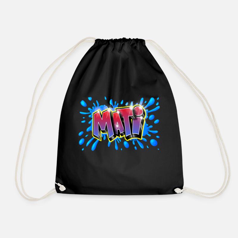 Mati graffiti printable on everything - Drawstring Bag - black