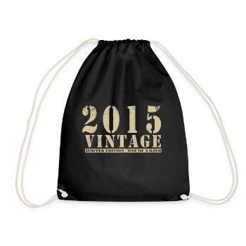 Original 2015 Vintage Vintage Retro Birthday - Drawstring Bag - black - Front