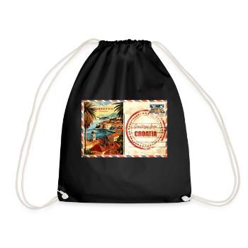 Croatia Croatia Hrvatska travel summer dubrovnik - Drawstring Bag - black - Front