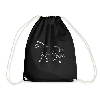 Elegante Pferde-Silhouette - Schlicht und Anmutig - Turnbeutel - Schwarz - Vorne