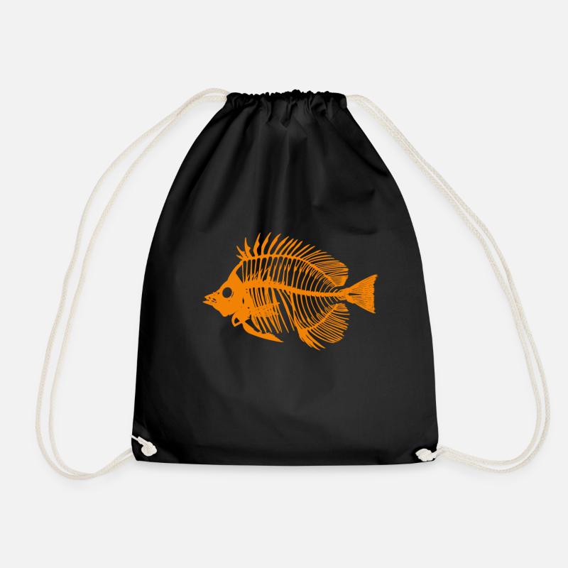 Fish Orange - Drawstring Bag - black
