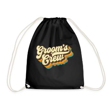 Groom's Crew - Bachelor Party Wedding Fun - Drawstring Bag - black - Front