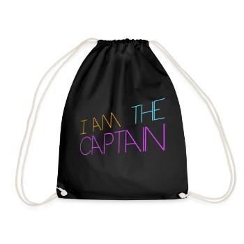 I Am The Captain Sailor Saying Text Quote Logo - Drawstring Bag - black - Front