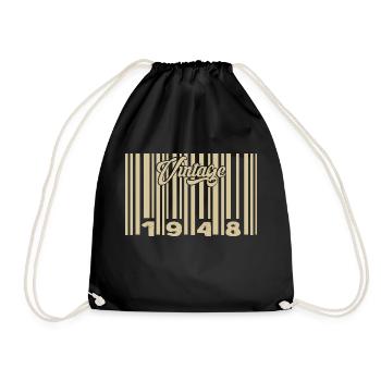 Jahrgang 1948 Barcode 1948: Jahr 2025. - Turnbeutel - Schwarz - Vorne
