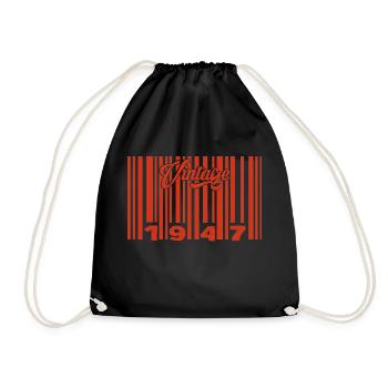 Vintage 1947 Born In 1947 78 Years Bar Code Anniversai - Drawstring Bag - black - Front
