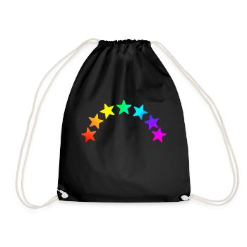 Colorful Stars - Rainbow Gradient - Drawstring Bag - black - Front