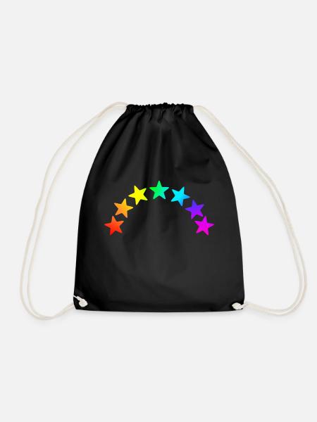 Colorful Stars - Rainbow Gradient - Drawstring Bag - black