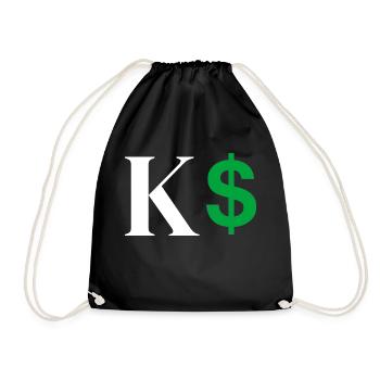 Letter k dollar - Drawstring Bag - black - Front