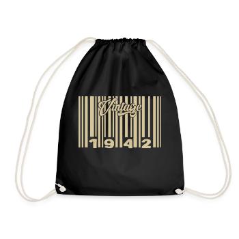 Vintage 1942 Barcode 1942: Year 2025. - Drawstring Bag - black - Front