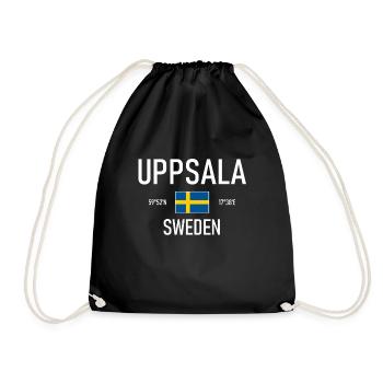 Uppsala - Sweden - Sverige - Flag Coordinates - Drawstring Bag - black - Front