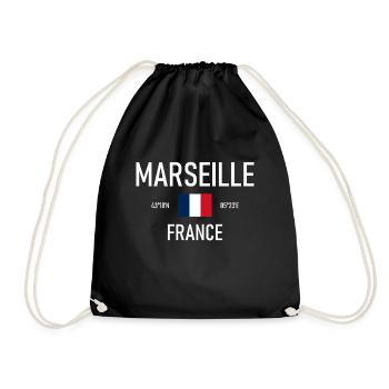 Marseille - France - France Flag Coordinates - Drawstring Bag - black - Front
