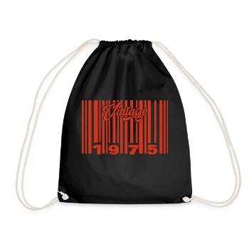 Vintage 1975 Born In 1975 50 Year Old Bar Code Anniversai - Drawstring Bag - black - Front