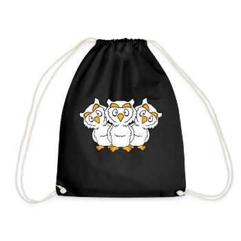 3 Owls Team Friends Party Crew Three Brothers Troop - Drawstring Bag - black - Front
