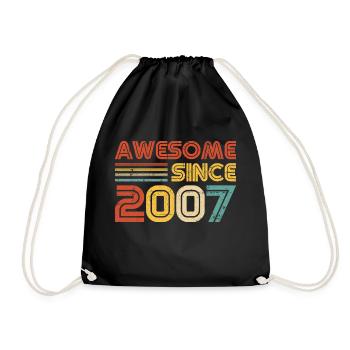 Awesome Since 2007" – Retro Vintage 18th Birthday - Drawstring Bag - black - Front