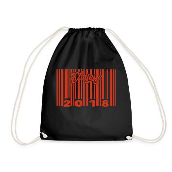 Vintage 2018 born in 2018 7 years bar code anniversair - Drawstring Bag - black - Front
