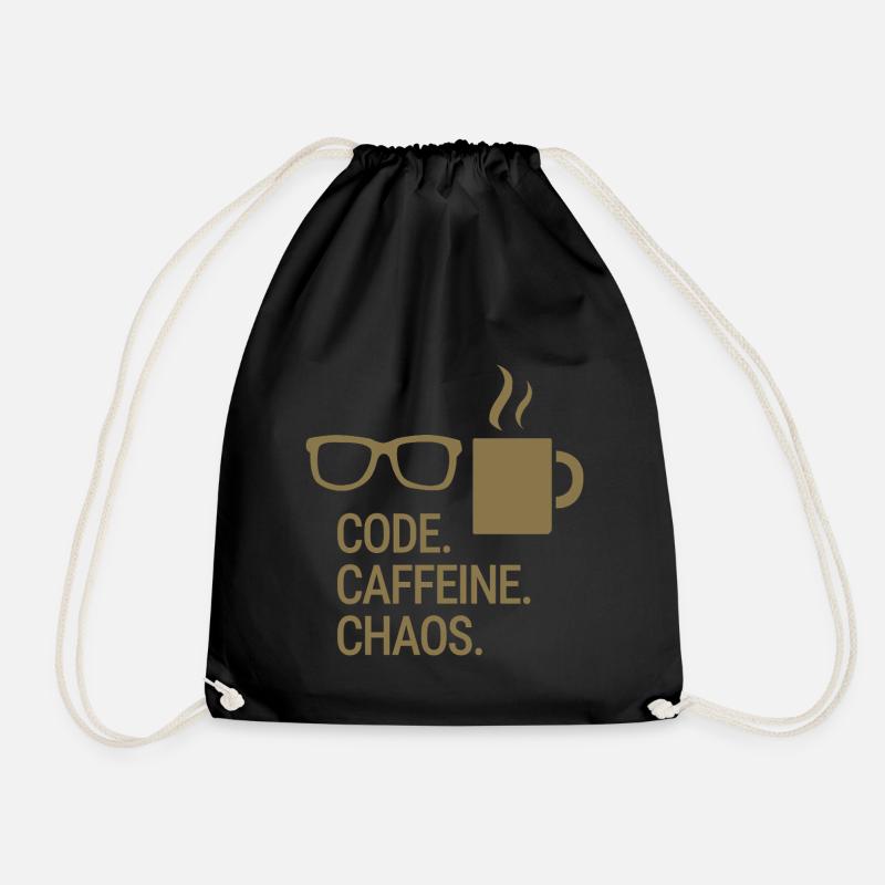 Code. Caffeine. Chaos. - Drawstring Bag - black