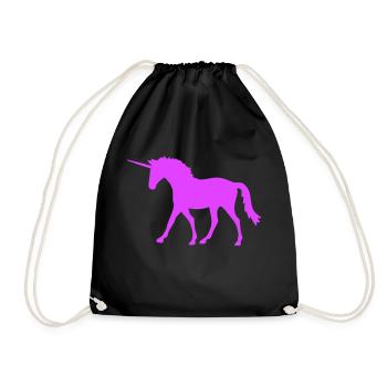 Einhorn Märchen Silhouette Umriss Schatten Pferd - Turnbeutel - Schwarz - Vorne