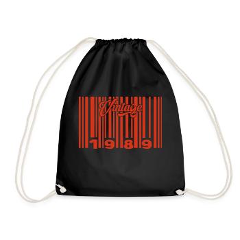 Vintage 1989 Born In 1989 36 Year Old Bar Code Anniversai - Drawstring Bag - black - Front