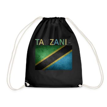 Tansania Flagge - Kunstdesign - Turnbeutel - Schwarz - Vorne