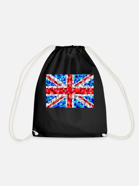 Union Jack in low poly diamond style - Drawstring Bag - black