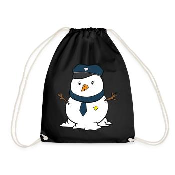 Christmas Snowman Cop Christmas Police Kids - Drawstring Bag - black - Front