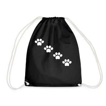 Cat paws in white - Drawstring Bag - black - Front