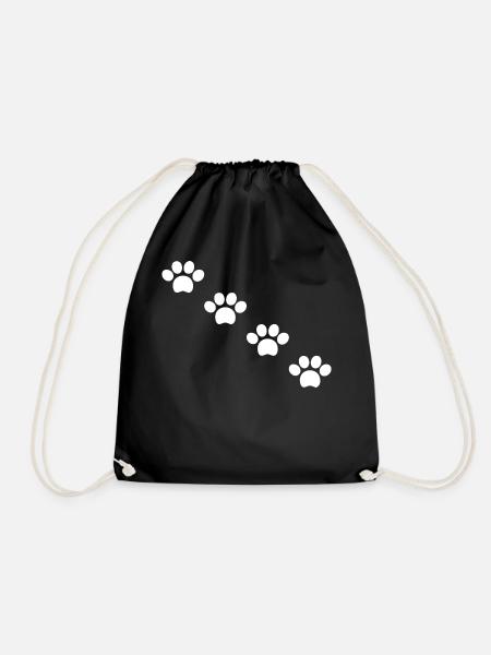 Cat paws in white - Drawstring Bag - black