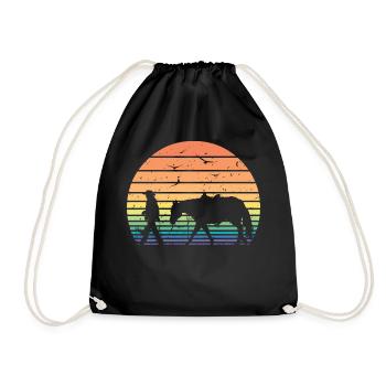 Retro Vintage Horseman Pferd Lover Reiter Geschenk - Turnbeutel - Schwarz - Vorne
